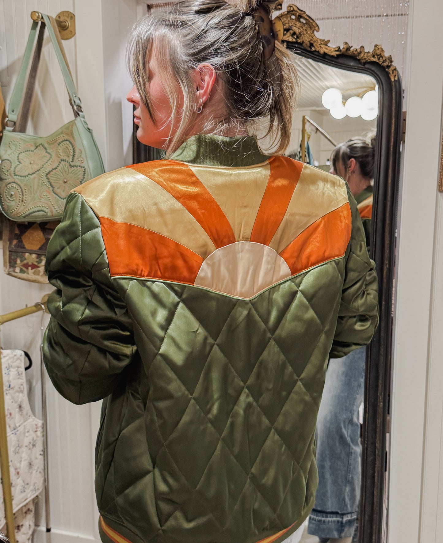 Classic Rock Couture bomber jacket in Olive green.