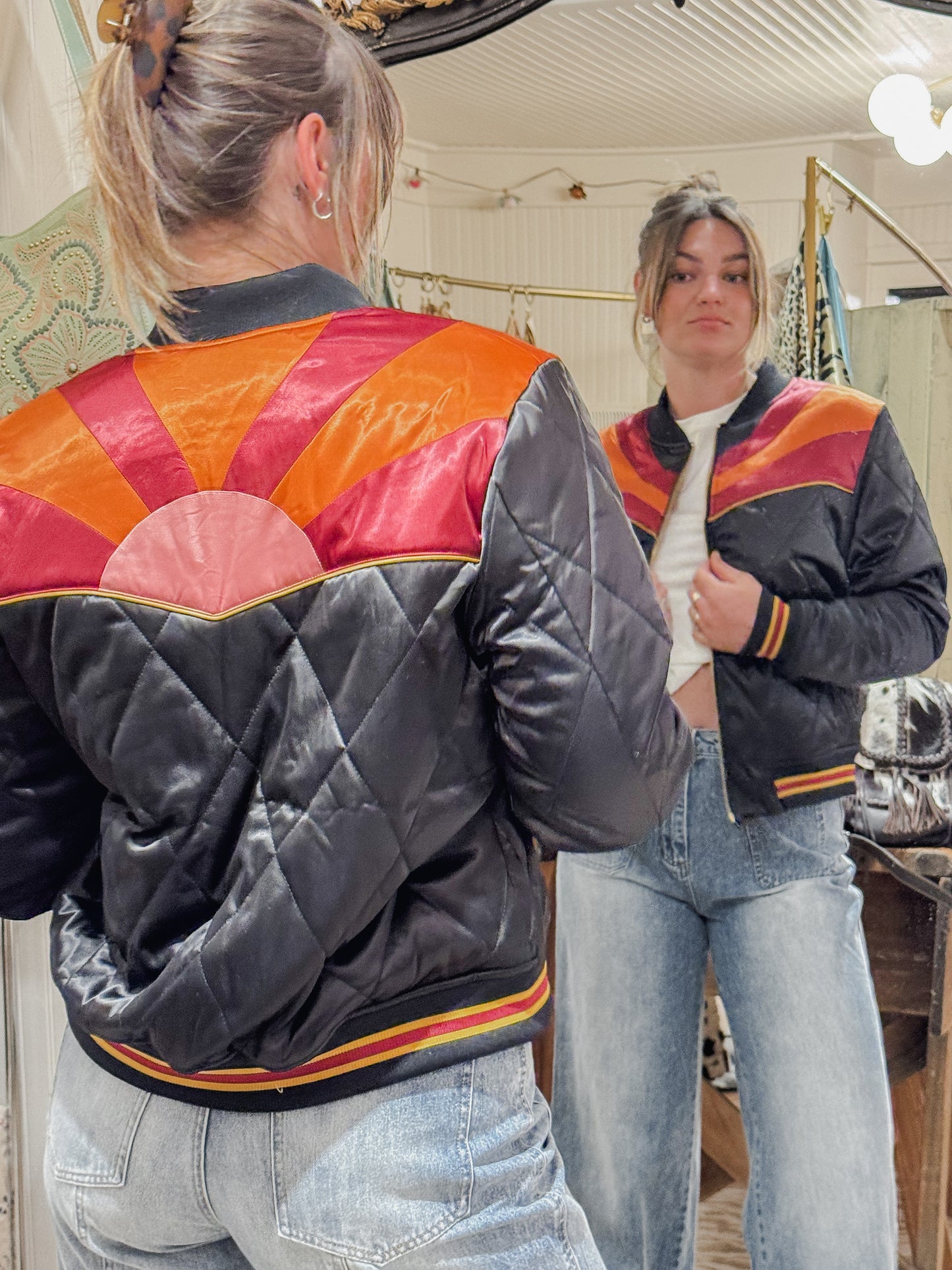 Classic Rock Couture bomber jacket in black.