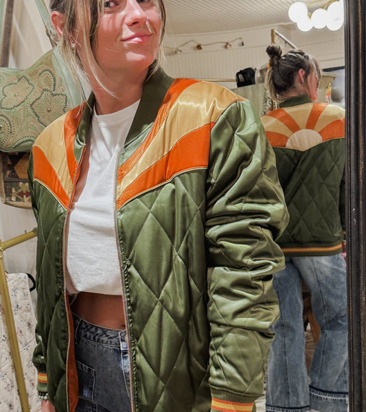 Classic Rock Couture bomber jacket in Olive green.