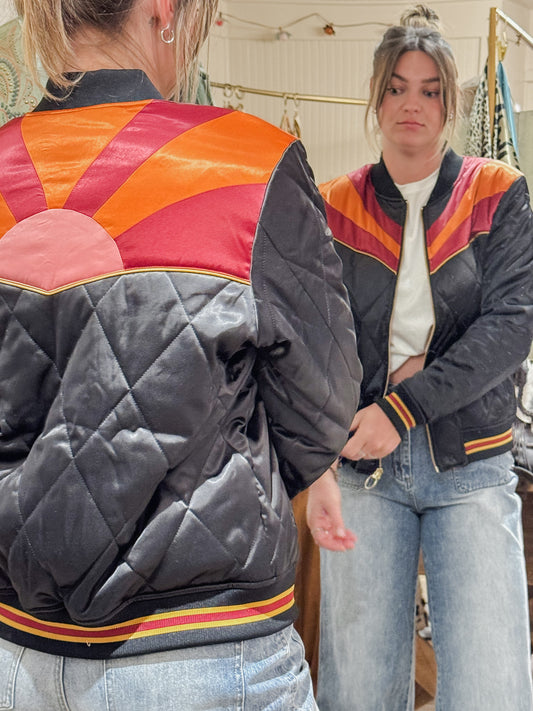 Classic Rock Couture bomber jacket in black.