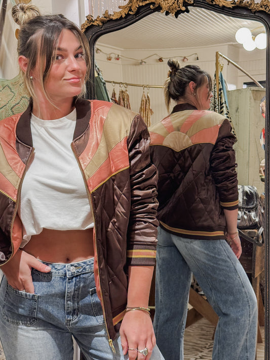 Classic Rock Couture bomber jacket in brown sugar.