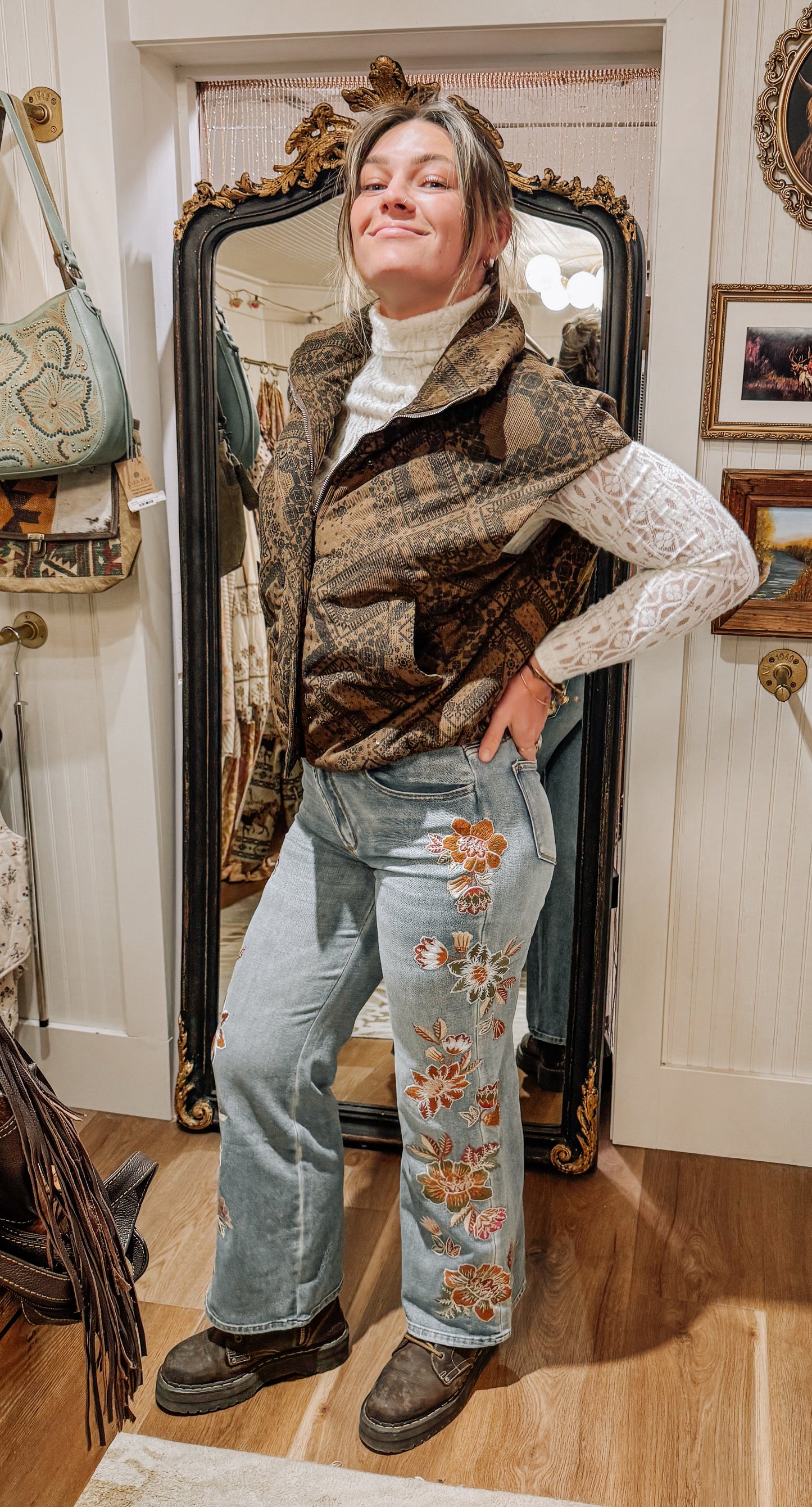Miss Me  Paisley print puffer vest