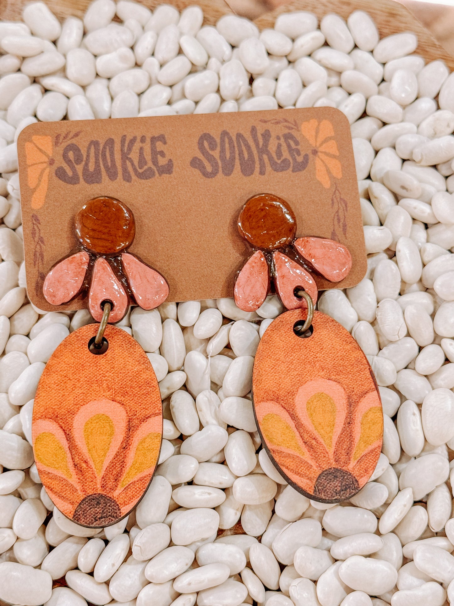 Sookie Sookie handcrafted clay and Wood earrings.
