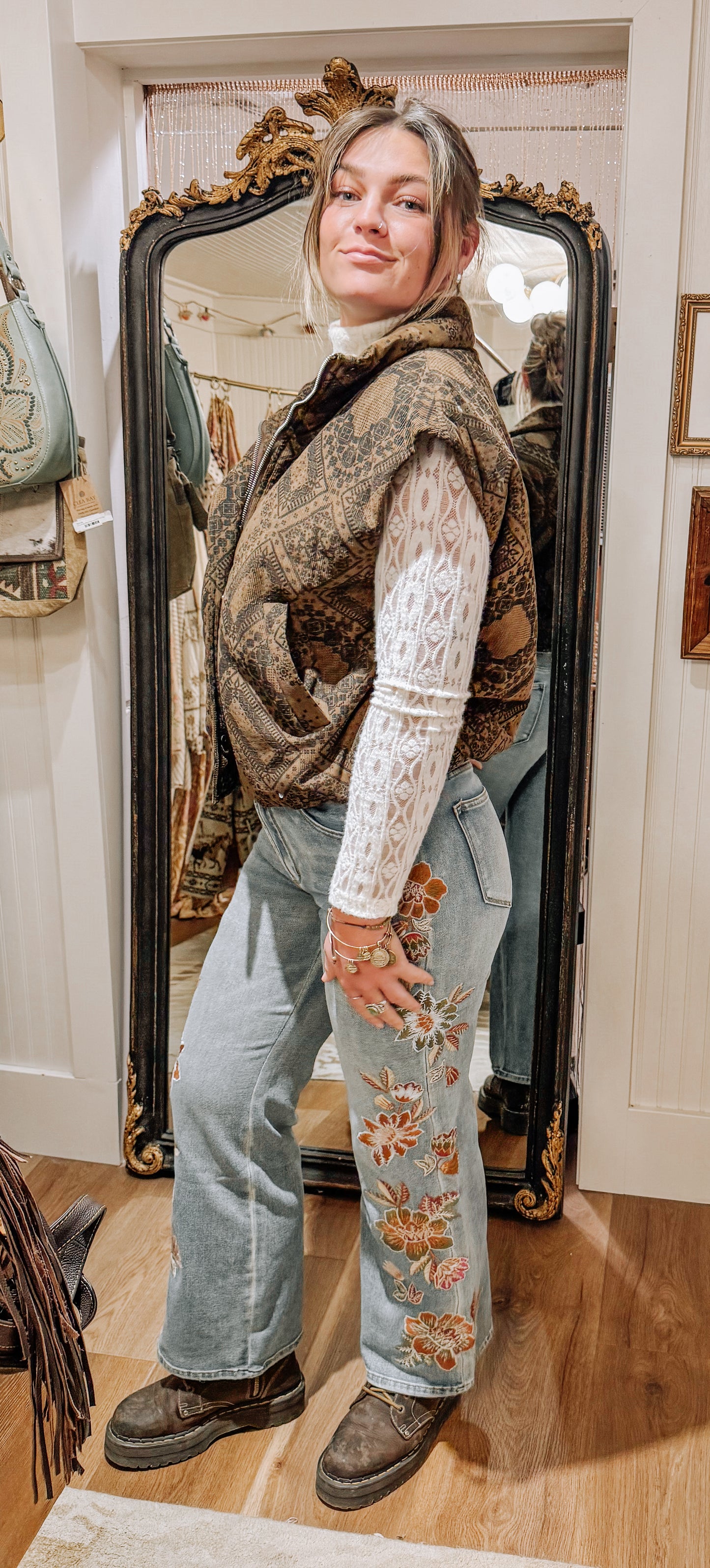 Miss Me  Paisley print puffer vest